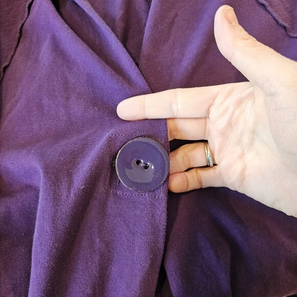 Habitat Womens M Purple Cardigan Sweater Jersey Knit Stretch 1 Button Lagenlook - Picture 5 of 9